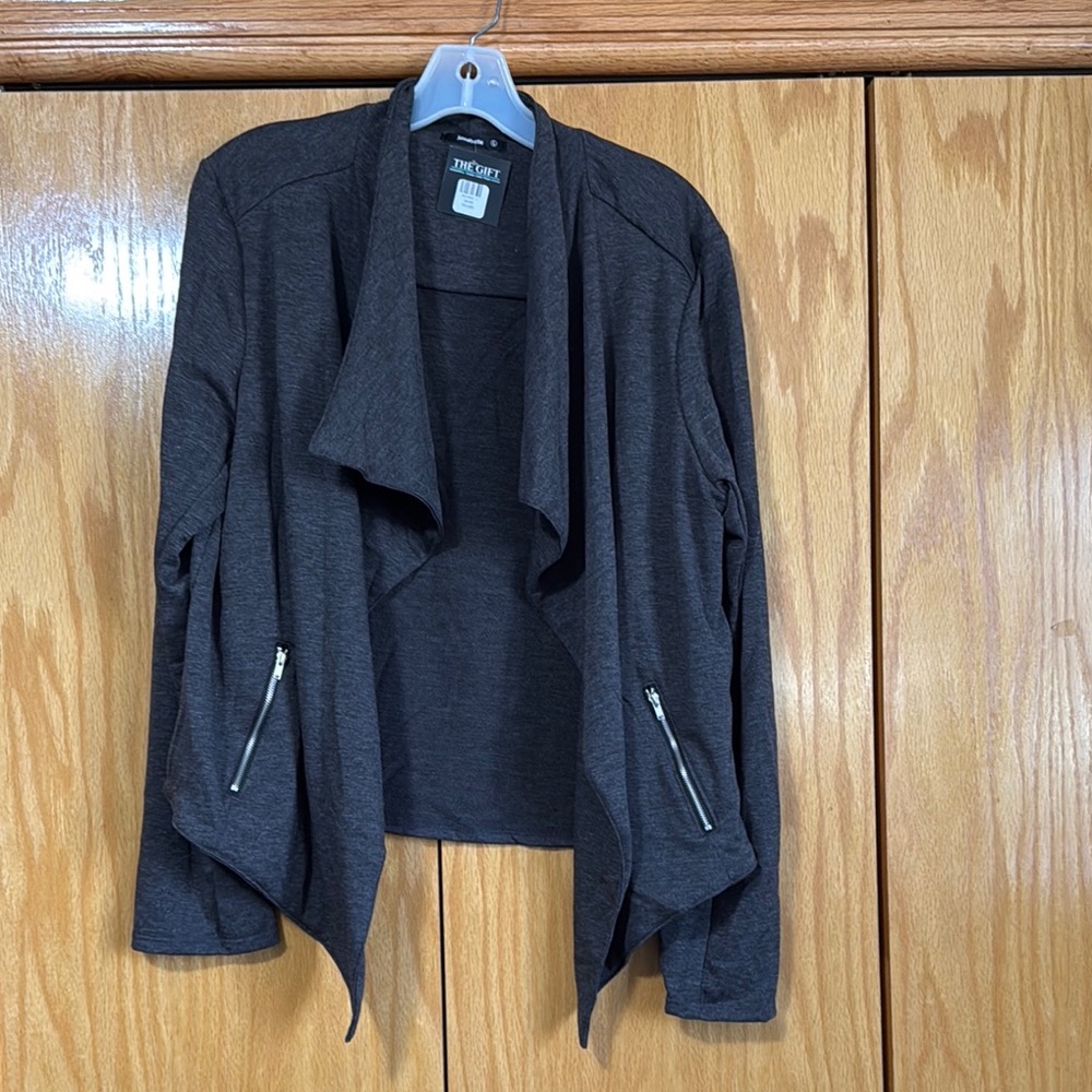 Dark Gray Draped Cardigan